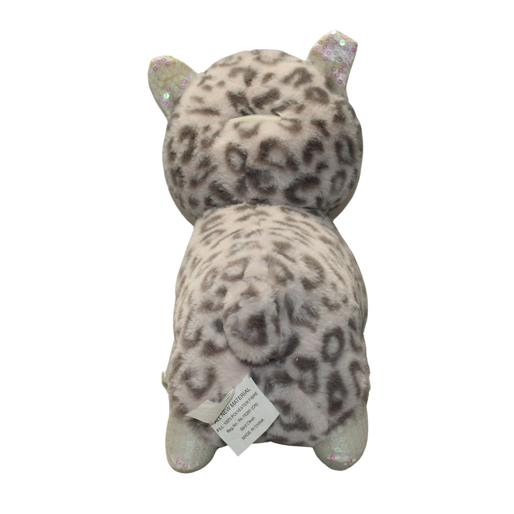 Grey White Cat Glitter Face Pink Sequins Plush Stuffed Animal - Picture 4 of 9